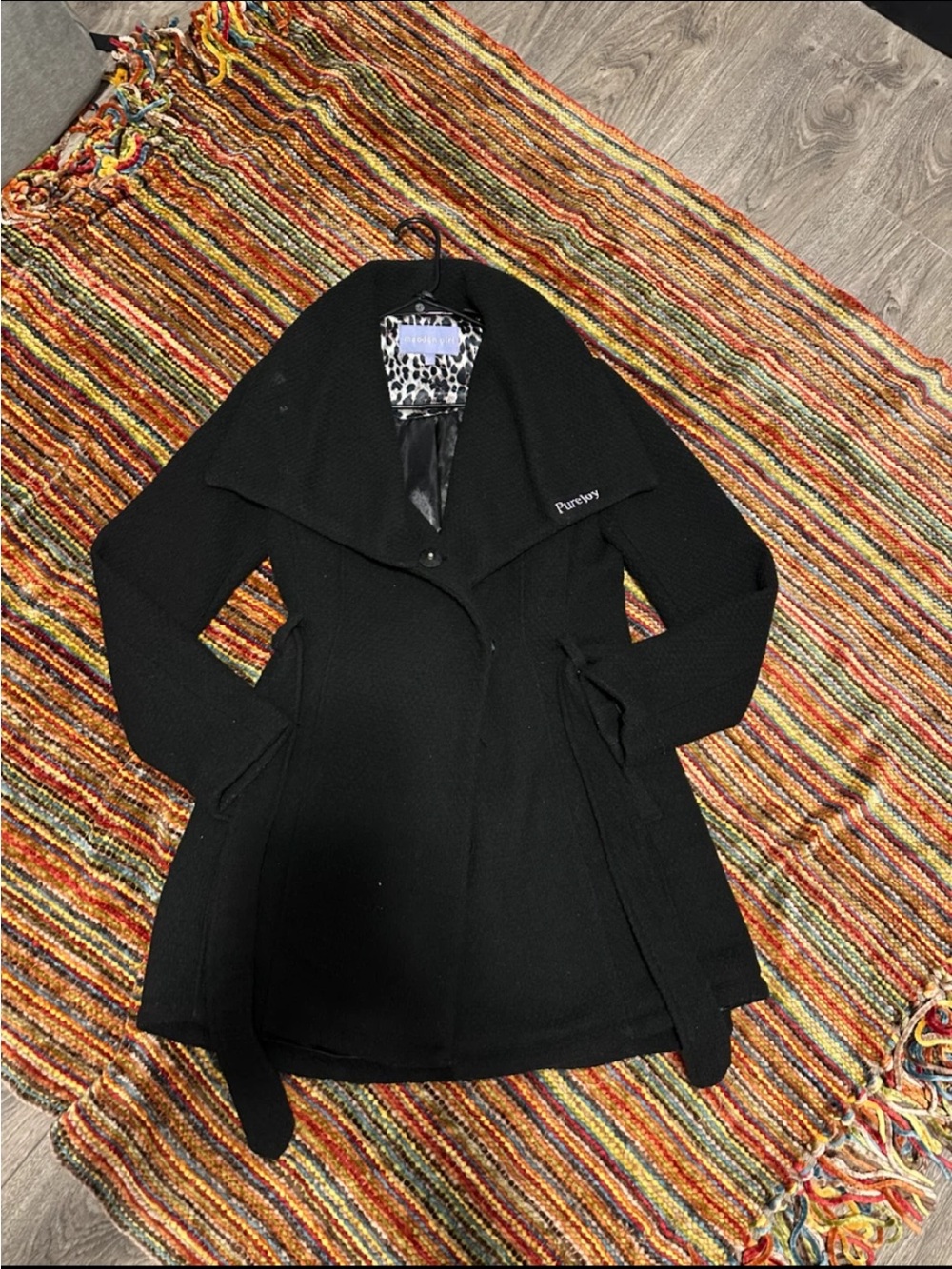 Madden Girl Black Draped Wrap Trench Coat